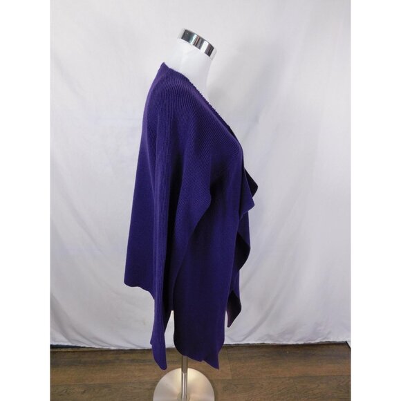 Jones New York Purple Open Front Cardigan L - Waterfall Drape Cotton - Ex - Picture 7 of 11